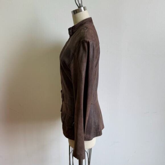 JOSEPH Brown Sueded Leather Biker Aviator Jacket - Picture 4 of 12